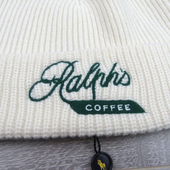 Polo Ralph Lauren Ralph’s Coffee Wool-Blend Cream Beanie Cap One Size NEW - Picture 4 of 12